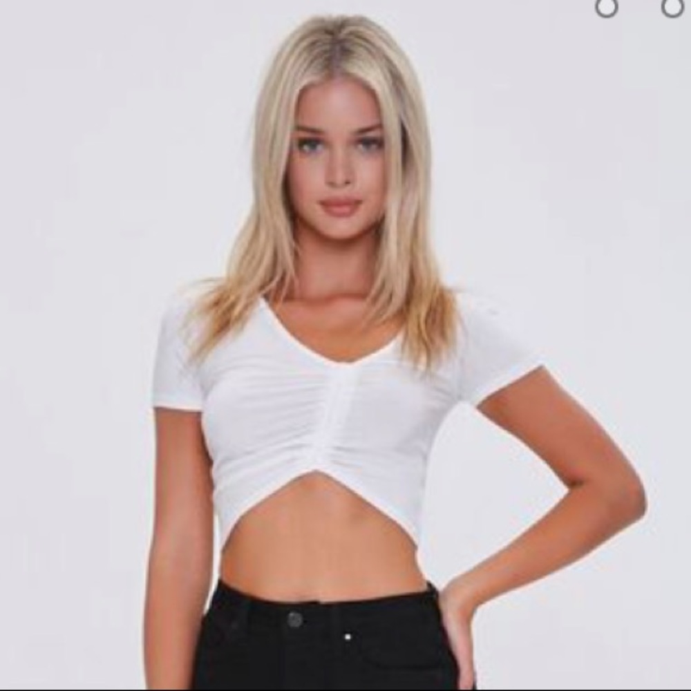 Ruched V-Neck Crop Top